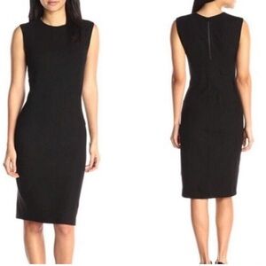 Vince Midi Shift Dress Black Sz M Sleeveless Back Zip Shift Below Knee Career